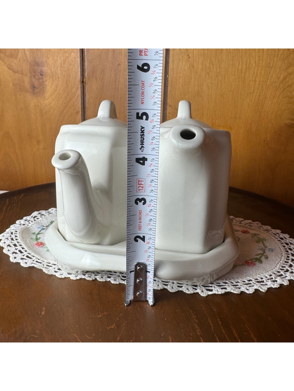 Vintage Hall China Tea For Two Set White Teapot Hot Water Pot Tray 185 186 188 - Picture 10 of 12